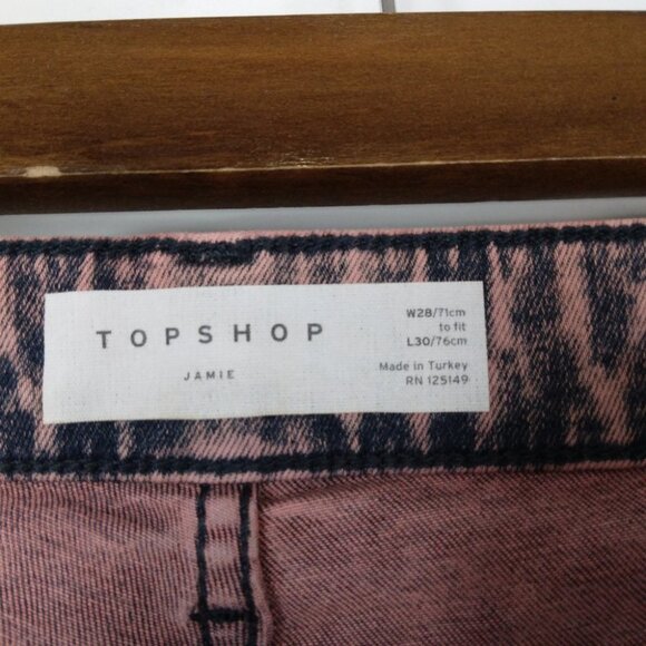 TOPSHOP Acid Wash High Rise Skinny Cropped JEANS  size 28 - Picture 6 of 14